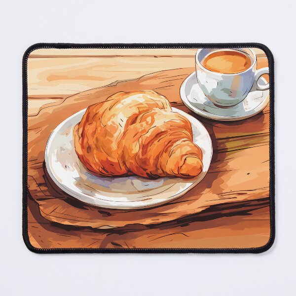 Item preview, A croissant and a cup of coffee designed and sold by sakurashorty.