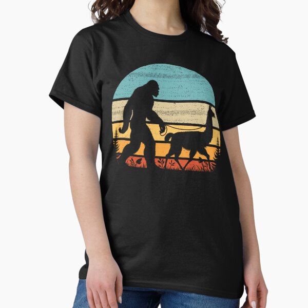 Item preview, Bigfoot Walking Llama Vintage Retro Sunset Sasquatch Believer designed and sold by CutenessKlub.