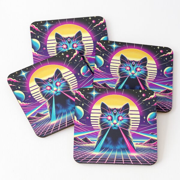 Item preview, Synthwave Laser Space Cat designed and sold by Zestpond.