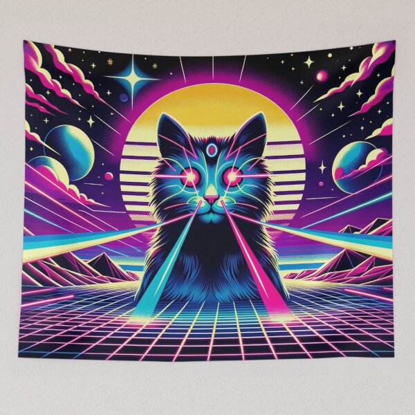 Item preview, Synthwave Laser Space Cat designed and sold by Zestpond.