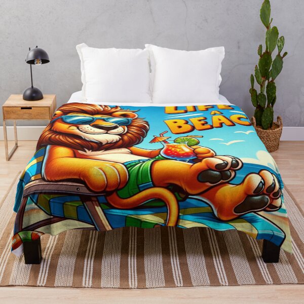 Item preview, Cartoon Lion "Life's a Beach" designed and sold by Zestpond.