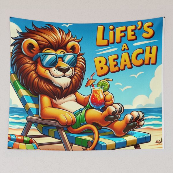 Item preview, Cartoon Lion "Life's a Beach" designed and sold by Zestpond.