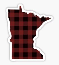 Minnesota Home State roten und schwarzen Buffalo Plaid Outline Sticker