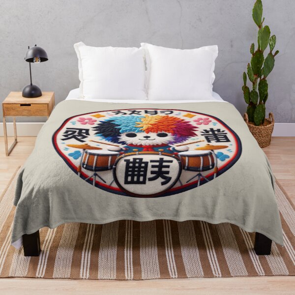 Item preview,  Multicolored Drumming Dog on Japanese Backdrop designed and sold by GALUMARKET.