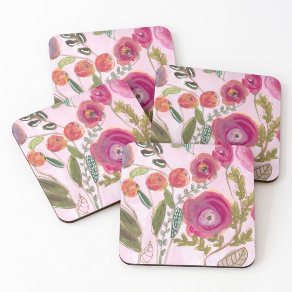 Item preview, Pink Floral Art Print designed and sold by paintingbyapage.