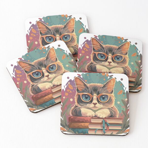 Item preview, Cute Cat Sitting on Books  designed and sold by kadryshop.