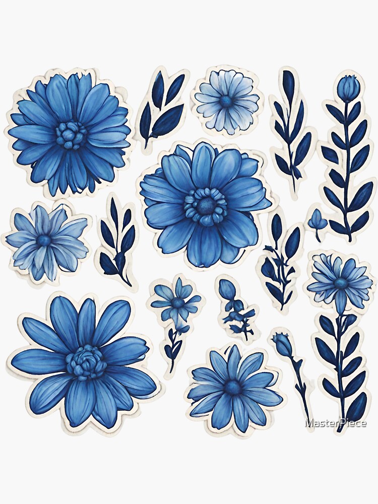 Teal and Orange Doodle Flowers Vinyl