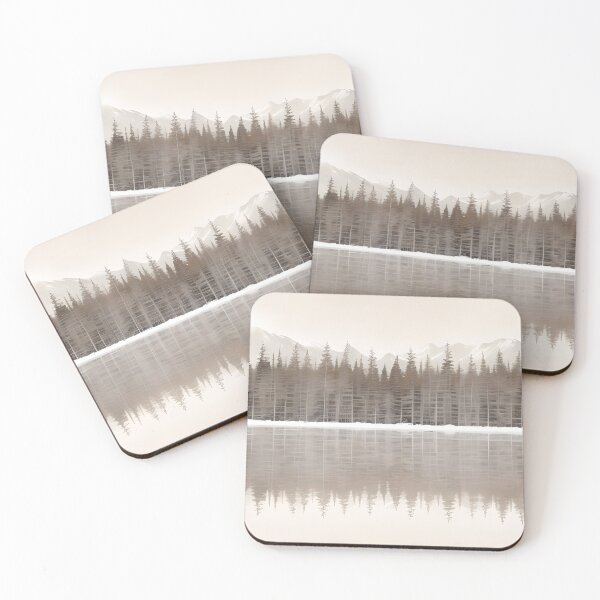 Item preview, Neutral Colors Nature Wilderness Minimalist Tranquil Lake Trees Art designed and sold by LEILA ART SPACE.