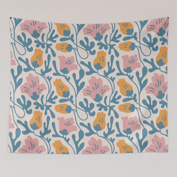 Item preview, Wavy pastel flowers designed and sold by FatBirdie.