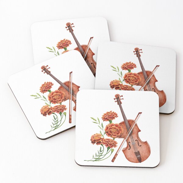 Item preview, Classical Music Violin with Marigold Flowers designed and sold by SvettyArt.
