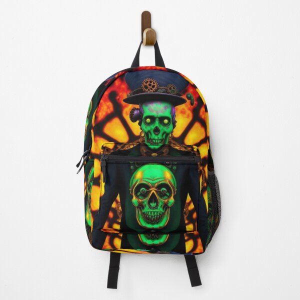 Item preview, Dark Trippy Colorful Steampunk Skull Art designed and sold by TheDarkWardrobe.