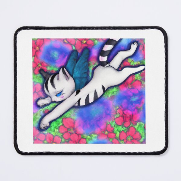 Item preview, cute cat flying above flowers designed and sold by janjacbu.