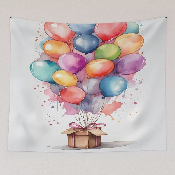 Item preview, Happy Birthday Watercolour Ballons Present designed and sold by druidwolfart.