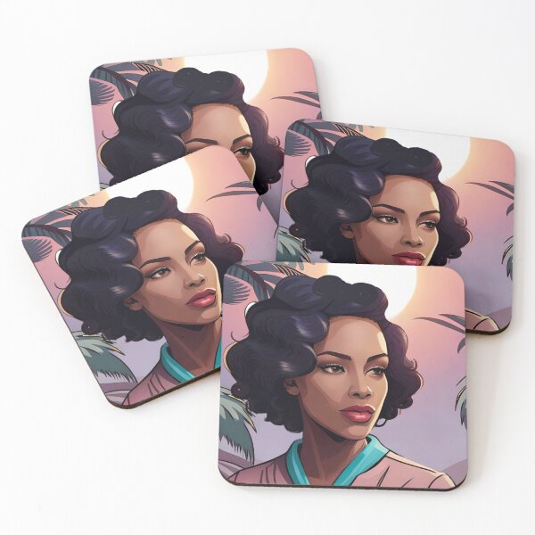 Item preview, Glam Woman Sunset Background Teal Scarf Pink Blouse  designed and sold by Melan Designs.