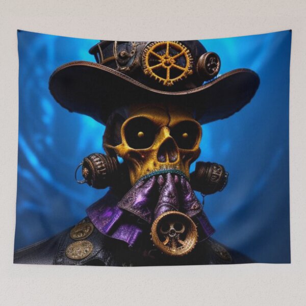 Item preview, Dark Trippy Steampunk Skull Art designed and sold by TheDarkWardrobe.