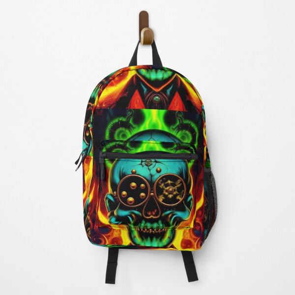Item preview, Dark Trippy Colorful Steampunk Skull Art designed and sold by TheDarkWardrobe.