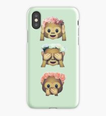 see no evil monkey emoji hipster flower crown tumblr iPhone Case