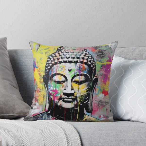 Item preview, Serene Buddha Graffiti - Urban Spiritual Art with Colorful Paint Splashes designed and sold by ThatsTheStyle.
