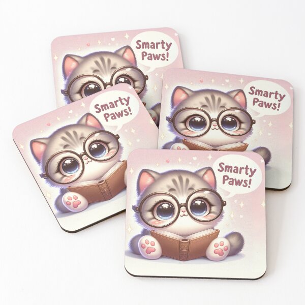 Item preview, Bookish Smarty Pants Kitten Charm designed and sold by ZenEverAI.