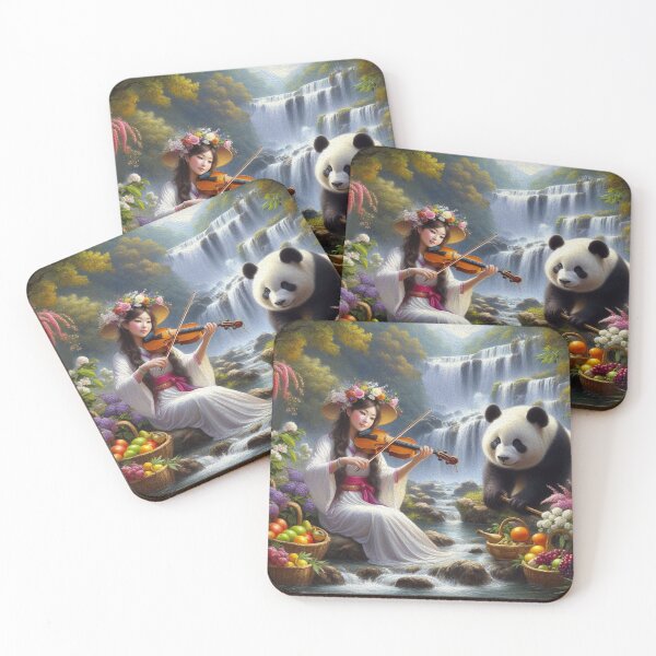 Item preview, Girl Playing Violin and Panda designed and sold by Paper Bee Gift Shop.