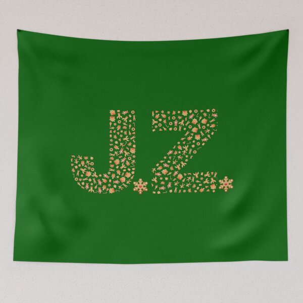 Item preview, J.Z. JZ J Z Initials. Christmas. Gingerbread. Green pattern. Xmas designed and sold by Cerulean-Shop.