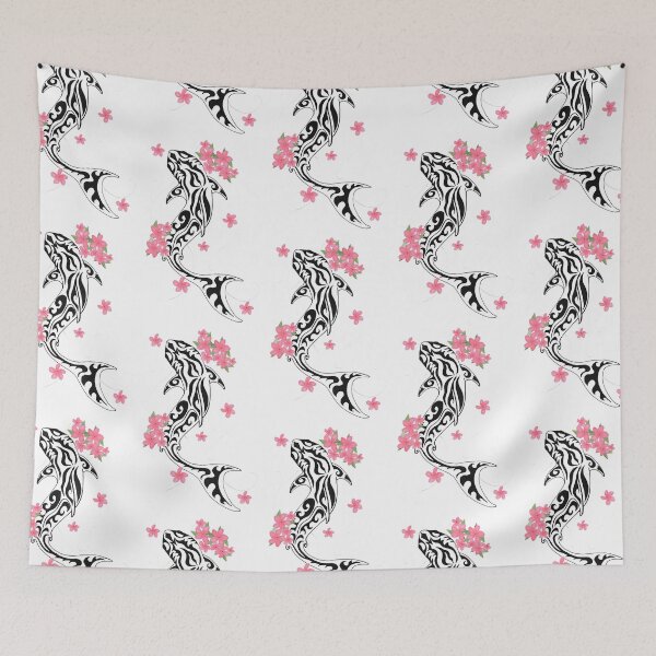 Item preview, Tribal Shark Frangipani Plumeria Flowers designed and sold by rainesgarden.