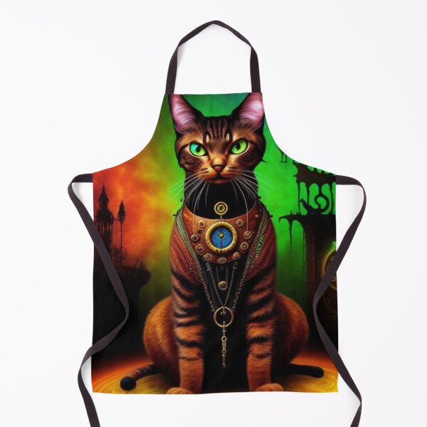 Item preview, Dark Trippy Colorful Steampunk Cat Art designed and sold by TheDarkWardrobe.