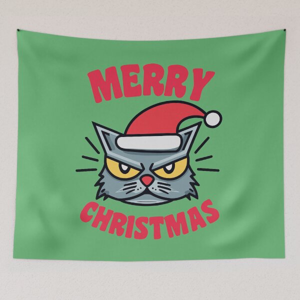 Item preview, Angry merry christmas cat designed and sold by tinytwist.