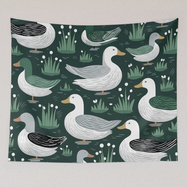 Item preview, Grey, White, and Green Ducks designed and sold by ArtNouveauChic.