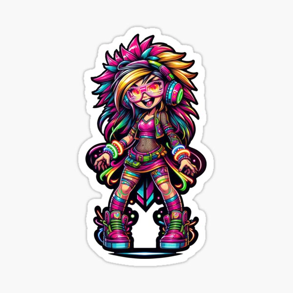 Artikelvorschau, Niedliches Cartoon Neon Plur Rave Candy Girl entworfen und verkauft von psychcyberpunk.