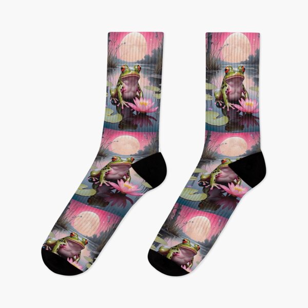 Item preview, Pink Green Frog In The Night designed and sold by TheArtOfPat.