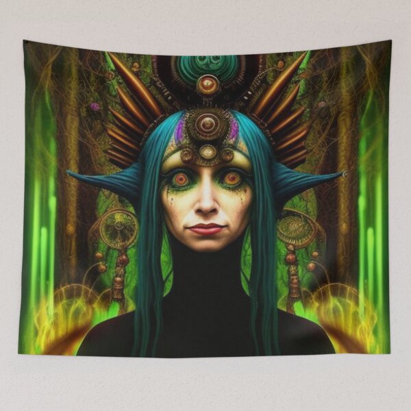 Item preview, Dark Trippy Colorful Steampunk Art Woman  designed and sold by TheDarkWardrobe.