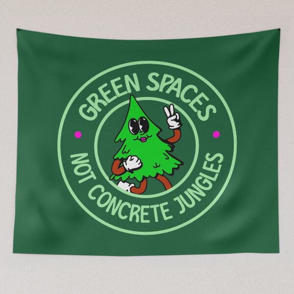 Item preview, Green Spaces NOT Concrete Jungles - Cute Cartoon Tree designed and sold by Picket Club.