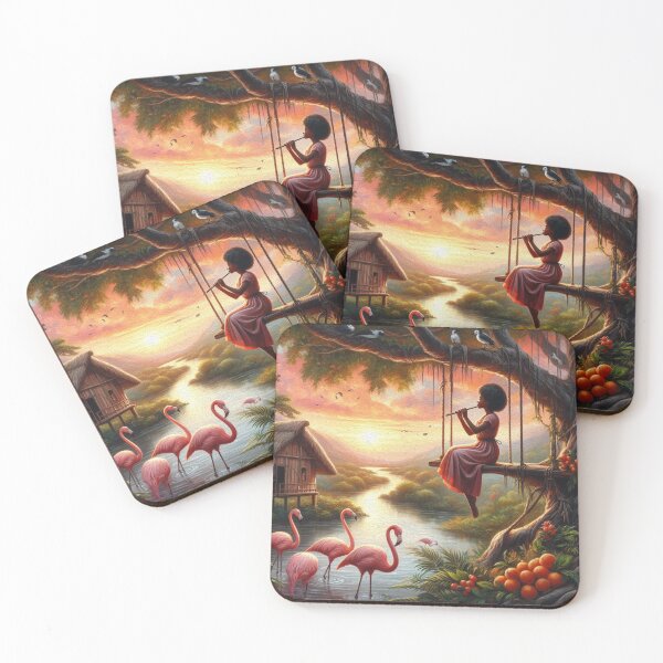 Item preview, Woman Playing Flute in Paradise designed and sold by Paper Bee Gift Shop.