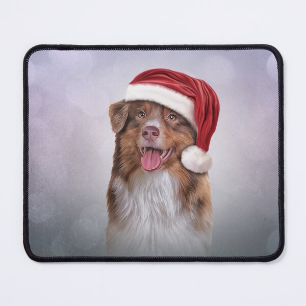 Artikelvorschau, Hund Australian Shepherd mit rotem Hut des Weihnachtsmanns entworfen und verkauft von bonidog.