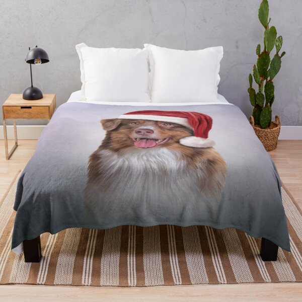 Item preview, Dog Australian Shepherd in red hat of Santa Claus  designed and sold by bonidog.