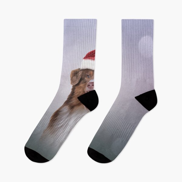 Item preview, Dog Australian Shepherd in red hat of Santa Claus  designed and sold by bonidog.