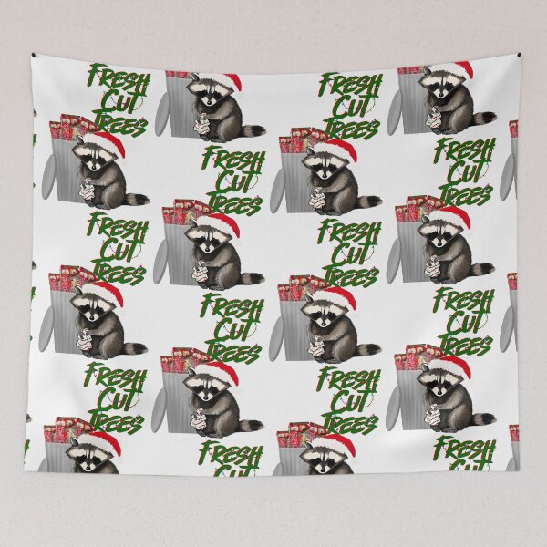 Item preview, Fresh Cut Trees Holiday Raccoon designed and sold by haleyedwardsart.