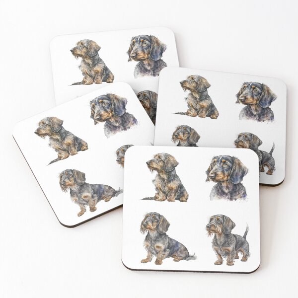 Item preview, Watercolor Wirehaired Dachshund Dogs designed and sold by TheAnimalZ00.