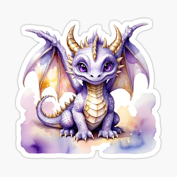 Dragon Kawaï violet Sticker