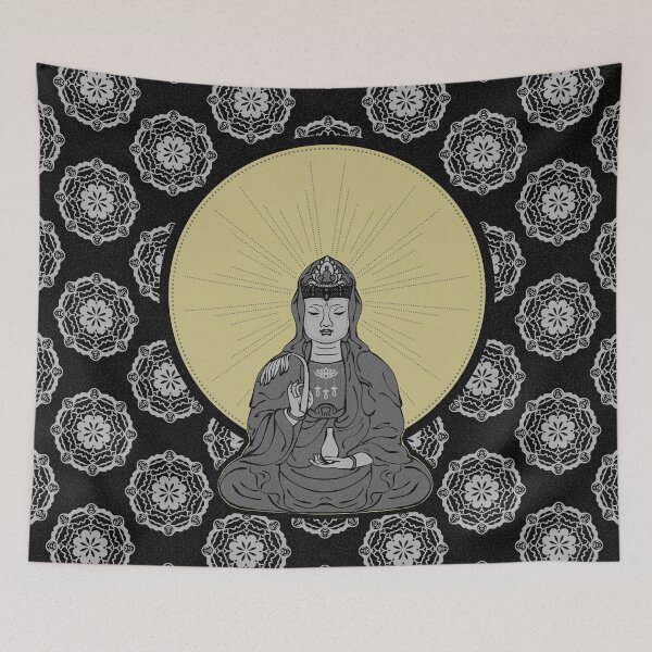 Item preview, Kuan Yin Sattva - Coal, Fog, Slate, Gold designed and sold by Irene Estelle.