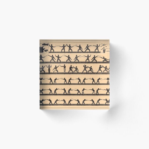 Vintage Fencing Swordsmanship Diagram (1907) Acrylic Block