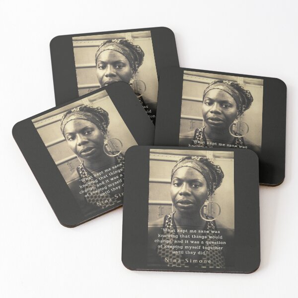 Item preview, Nina Simone portrait and  quote: "What kept me sane was knowing that things would change, and it was a question of keeping myself together until they did." designed and sold by artbleed.