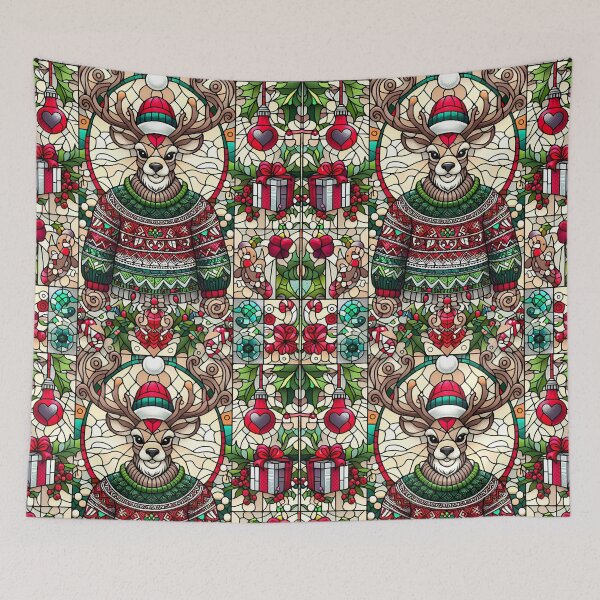 Item preview, Ugly sweater Christmas stained glass deer designed and sold by NoRandom.