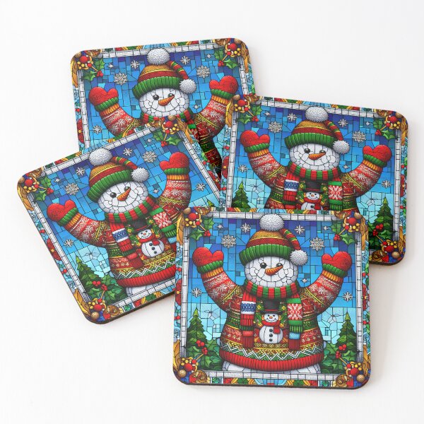 Item preview, Ugly sweater Christmas stained glass snowman designed and sold by NoRandom.