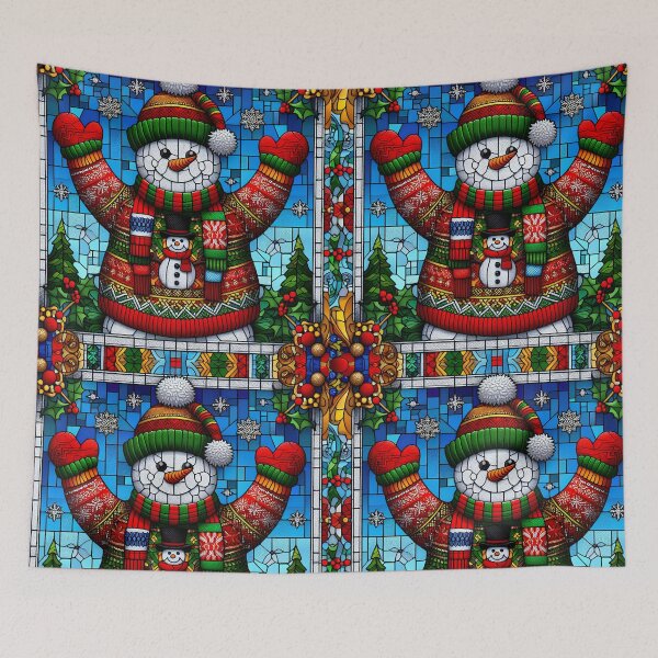 Item preview, Ugly sweater Christmas stained glass snowman designed and sold by NoRandom.