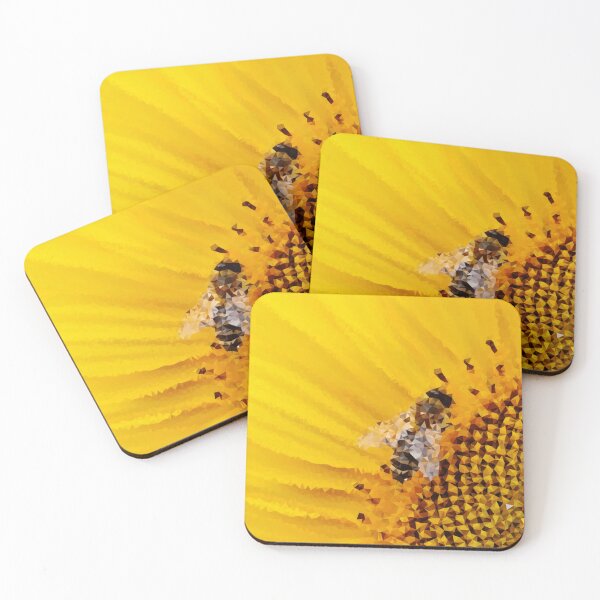 Item preview, Bee Sunflower Low Polygon Digital Art Low Poly Art designed and sold by SpiroJo.