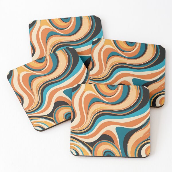 Item preview, Retro Mid Modern Liquid Swirls Dark Cyan designed and sold by Prints and Lifestyle.