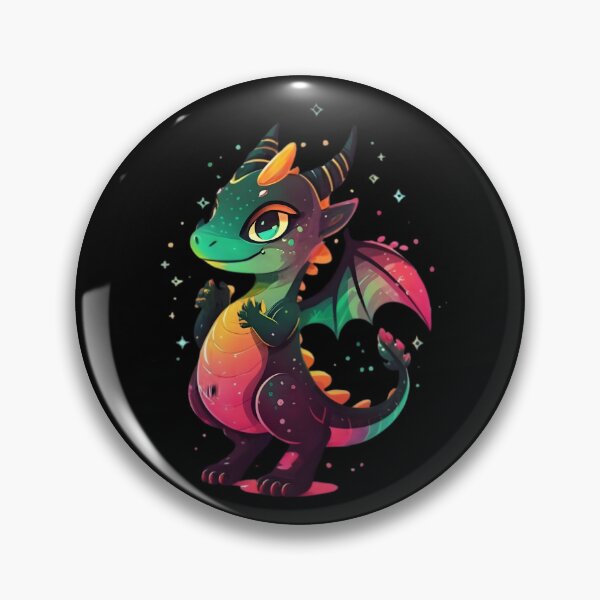 Item preview, Cute Magical Black Colorful Dragon Illustration designed and sold by DragonRealms.