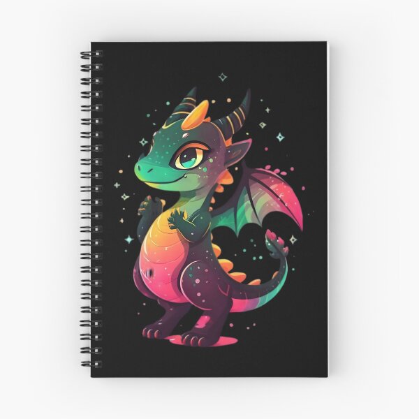 Item preview, Cute Magical Black Colorful Dragon Illustration designed and sold by DragonRealms.